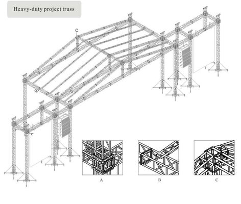 Custom Color Square Stage Roof Truss System for Lighting and Audio Equipment